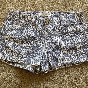 Blue and white patterned shorts